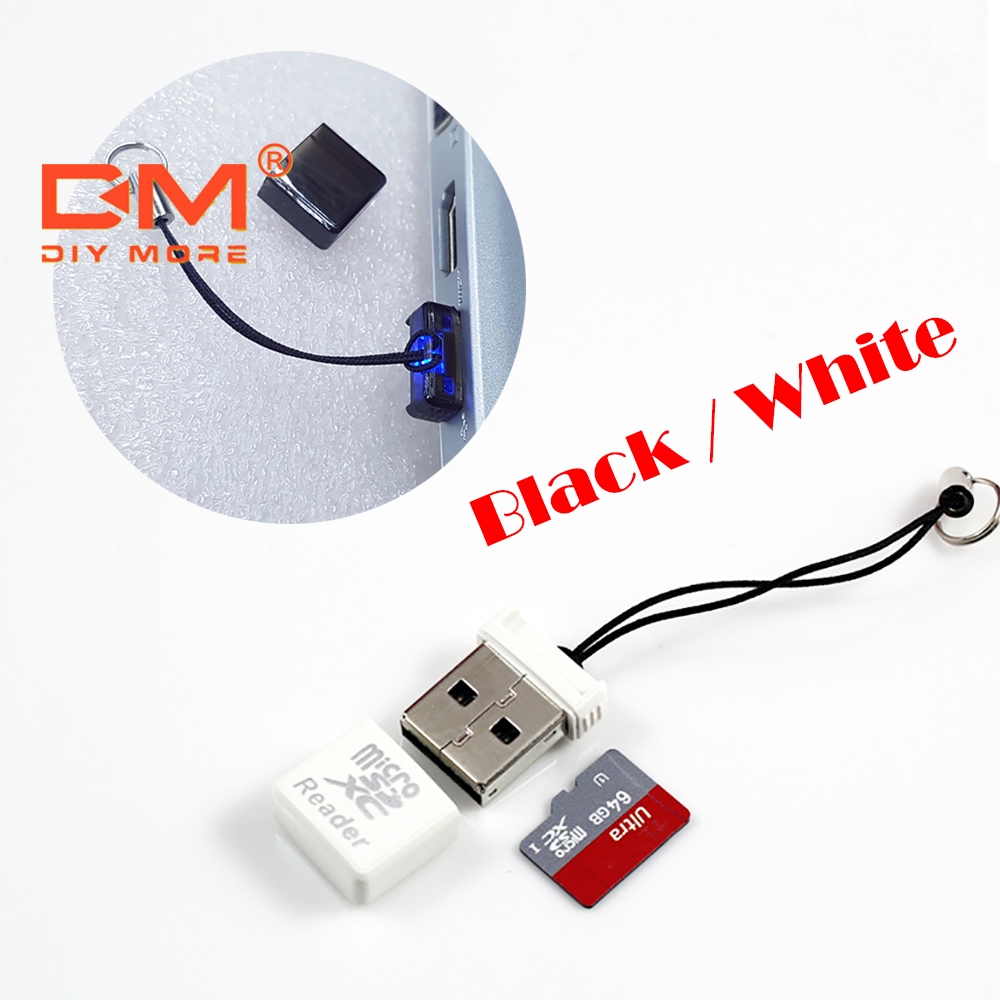 DIYMORE อะแดปเตอร์เครื่องอ่านการ์ดหน่วยความจำมินิ TF ความเร็วสูง USB2.0 Micro SD XC แบบพกพา