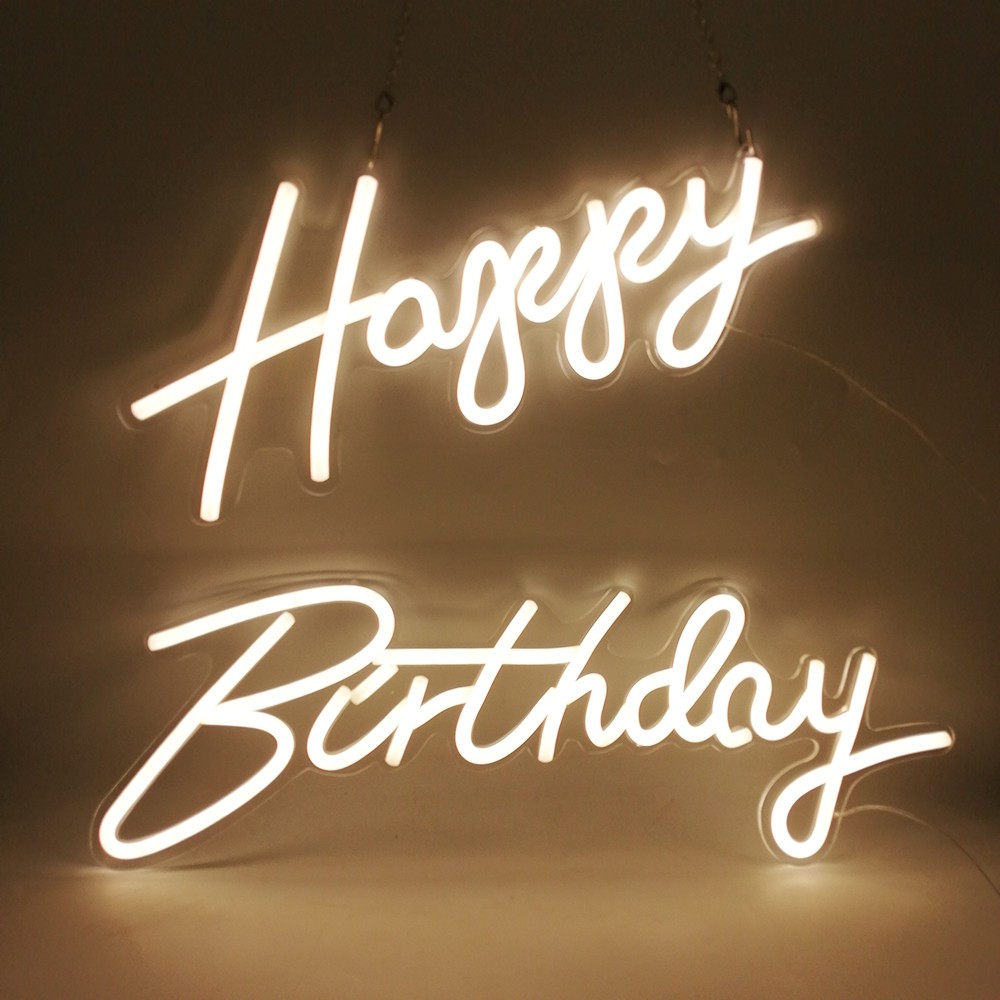 Custom Logo Happy Birthday Led Flex Transparent Acrylic Neon Sign Light  Letter Board Party Background Wall Decor letter | Shopee Thailand