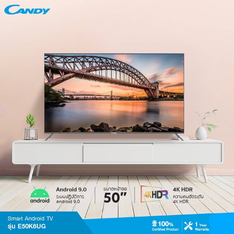 CANDY 50 นิ้ว Android 9.0 Wifi Smart TV รุ่น E50K6UG