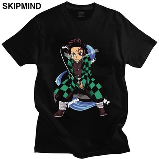 T-shirt  เสื้อยืดแขนสั้น ผ้าฝ้ายแท้ 100% พิมพ์ลายอนิเมะ Demon Slayer Kimetsu No Yaiba สําหรับผู้ชายS-5XL