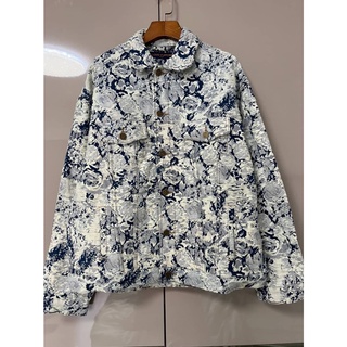 LOUIS VUITTON FLORAL LV FLOWERS TAPESTRY MONOGRAM DENIM JACKET เสื้อคลุมแจ็คเก็ตยีนส์ แบรนด์หลุยส์วิตตอง ดอกไม้ ป้ายหนัง