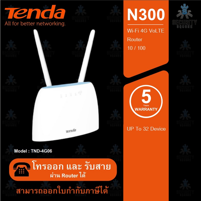 Tenda 4G06 TND-4G06 N300 Wi-Fi 4G LTE Router รับประกันสินค้า 5 ปี