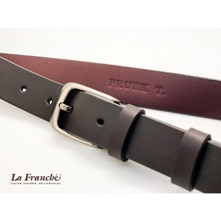 La Franche - Working Belt เข็มขัดหนังวัวแท้แผ่นเดียว สีช๊อกโกแลต พร้อมหัวเข็มขัดนิกเกิ้ล  #2W0042