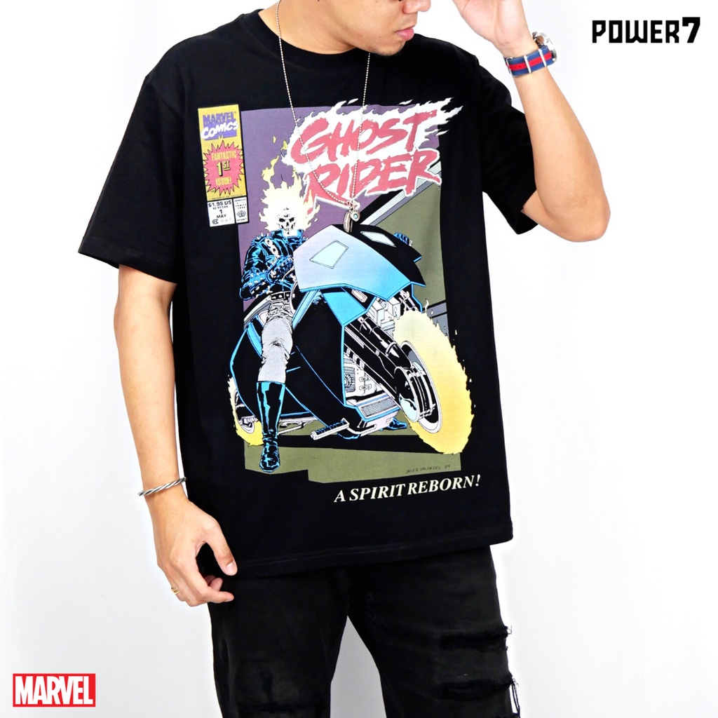 Power7Shop เสื้อยืดการ์ตูน มาร์เวล Ghost Rider ลิขสิทธ์แท้ MARVEL COMICS T-SHIRTS (MX-015)