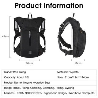 WEST BIKING กระเป๋าเป้สะพายหลัง ความจุ 10 ลิตร ปรับระดับได้ ตามหลักสรีรศาสตร์ สําหรับปีนเขา เล่นกีฬา ขี่จักรยาน