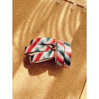 XMAS CHRISTMAS LOLLIPOP Red &amp; Green Diagonal Stripes washi tape สติ๊กเกอร์ วาชิเทป