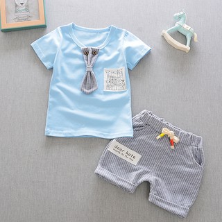 (6เดือน-4ปี) ชุดเสื้อแต่งเนคไท+กางเกงขาสั้น