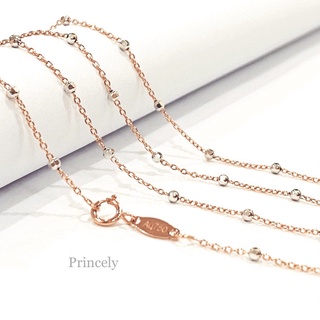 Princely Necklace สร้อยคอทองคำแท้ 18K รุ่น Ball Chain Pink &amp; White