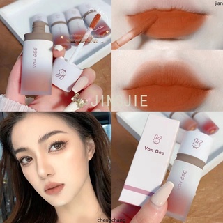 ลิปสติก ลิปกลอส VonGee เนื้อแมตต์กํามะหยี่ แบบไม่ซีดจางหาย สีขาว สําหรับนักเรียน ปาร์ตี้