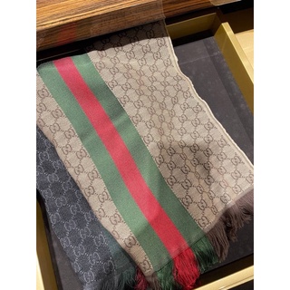 GUCCI GG Jacquard Knitted Scarf With Web ผ้าพันคอ