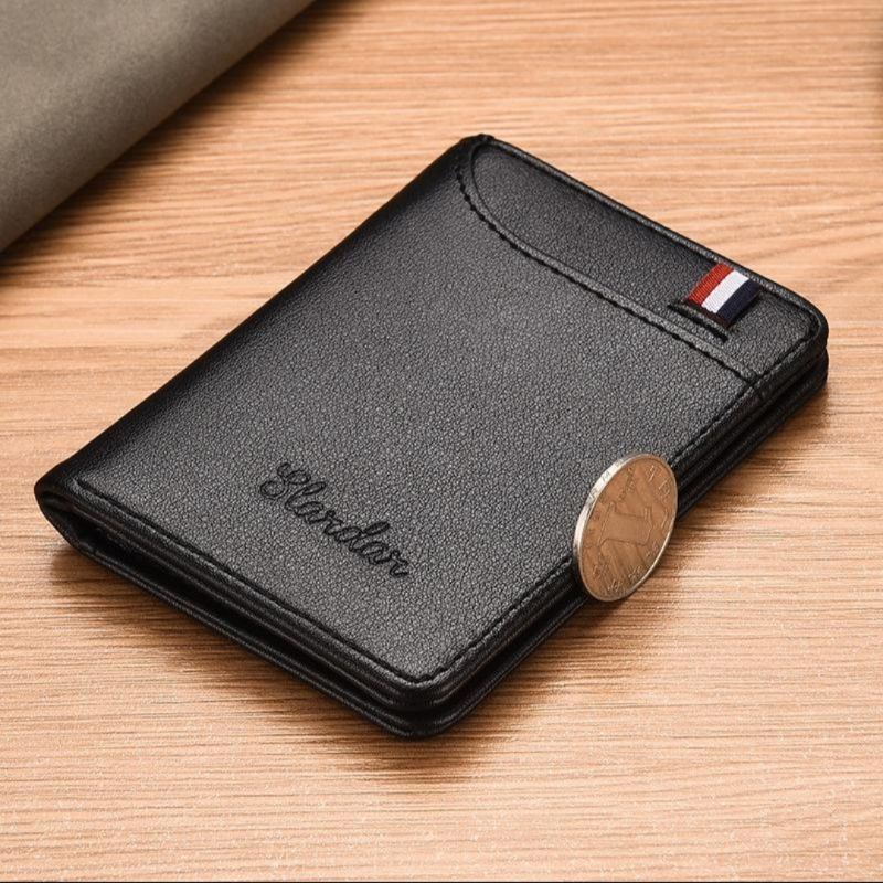 LOCAL Ultra-Thin Wallet Mens Leather Card Case Mini Wallet