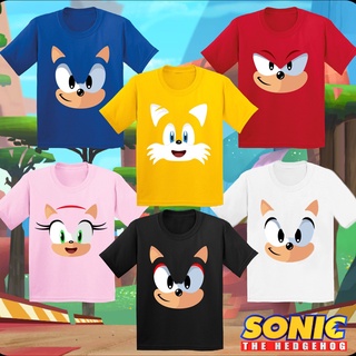 เสื้อยืดคอกลม แขนสั้น ลายการ์ตูน SONIC สีพื้น สําหรับเด็กผู้ชาย และเด็กผู้หญิง