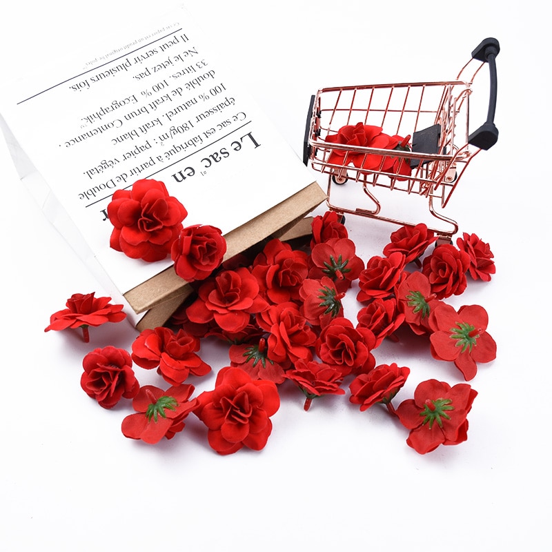 20pcs Silk Roses Wholesale Red Wedding Decorative Flowers Home Decoration Accessories Christmas Wreath Artificial Flower 251