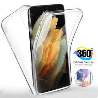 เคสโทรศัพท์กันกระแทกLuxury Soft 360 Full Cover For Samsung Galaxy S21 Ultra Plus 5G S21FE S20FE Note 20 Ultra S21Plus Phone Cases Soft Silicone TPU Covercases Dual Protection Clear Transparent Shockproof Casing Double Sided Front And Back Shell Cover