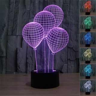 โคมไฟตั้งโต๊ะ LED USB รูปลูกโป่ง 3D ไล่โทนสี 7 สี สําหรับเด็ก