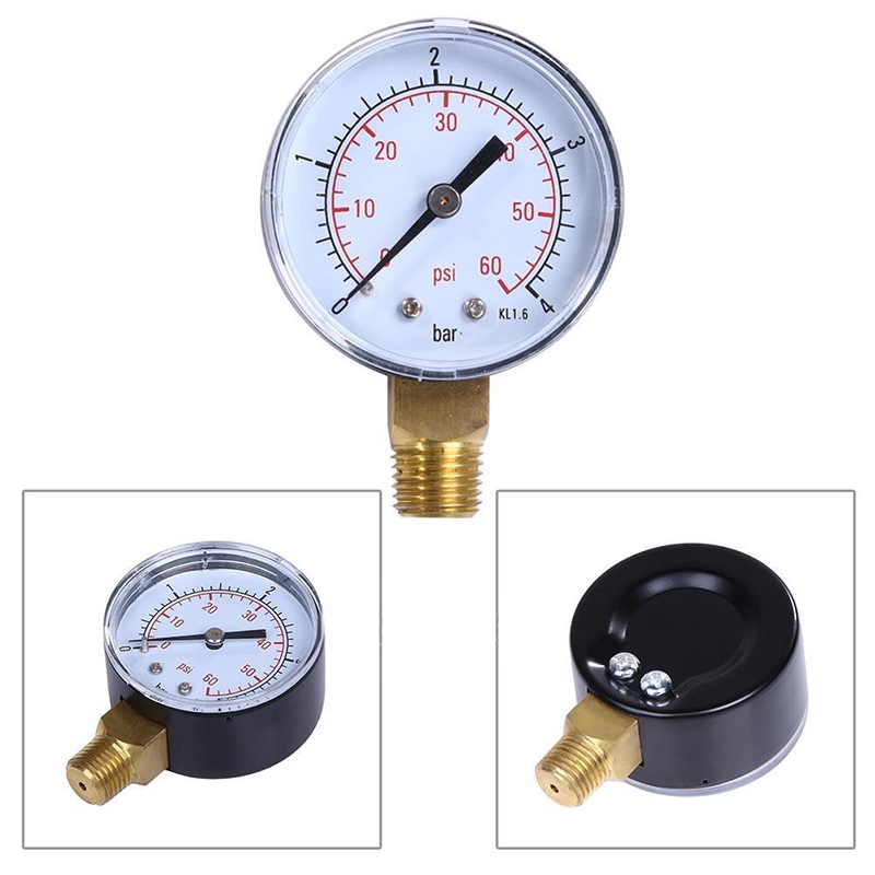 Color : Pressure Gauge Portable Pool Spa Filter Water Air Oil Vacuum Dry Utility Mini Pressure Gauge 60PSI Side Mount 1/4 Inch Pipe Thread Manometer 