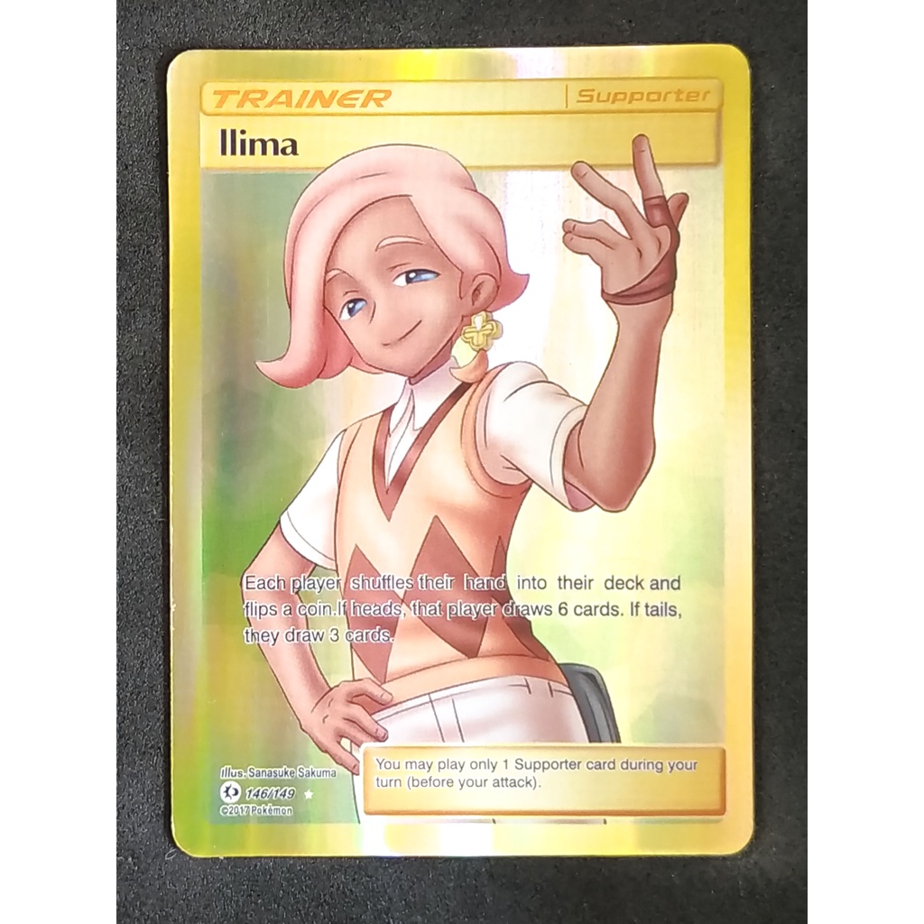 Ilima (Gold) Trainer Card 146/149 Pokemon Card Gold Flash Light (Glossy) ภาษาอังกฤษ