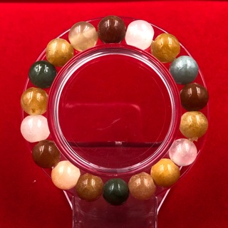 B-02-24563 สร้อยข้อมือหินหยกพม่า 5 สี ขนาดข้อมือ 15 ซม.