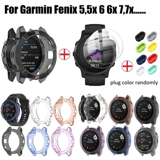 เคสกระจกนิรภัย และปลั๊กกันฝุ่น สําหรับ Garmin Fenix 7 Fenix 7S Fenix 7X Fenix 6 Fenix 6S Fenix 6X Fenix 5 Fenix 5 Plus Garmin instinct instinct 2 Garmin 745 Garmin enduro