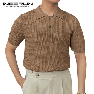 Incerun เสื้อโปโล แขนสั้น คอปก แฟชั่นฤดูร้อน สําหรับผู้ชาย ไซซ์ S-5XL