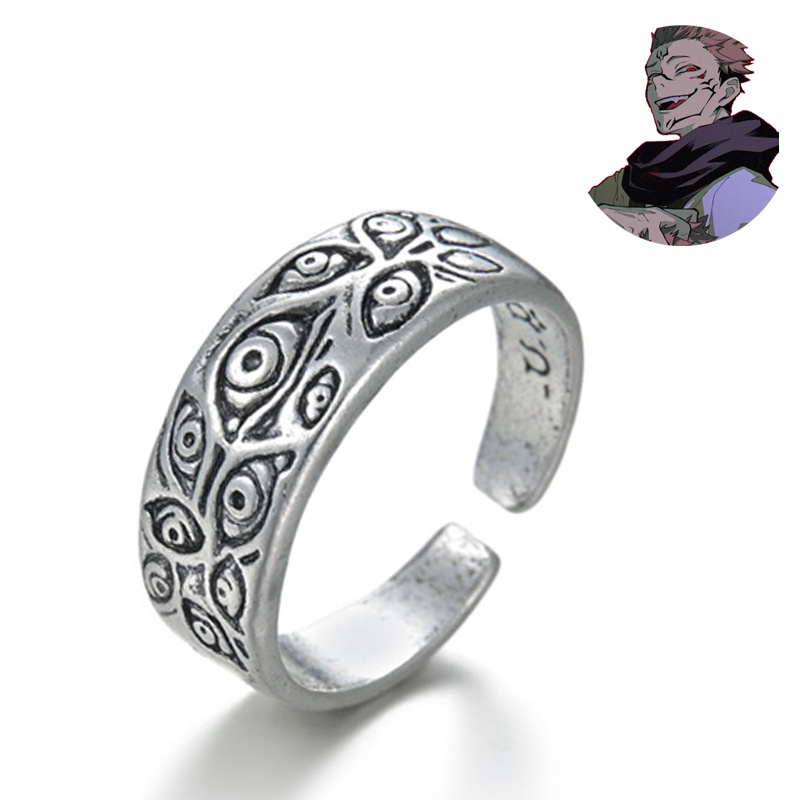 แหวนโลหะ รูปอนิเมะ Jujutsu Kaisen Ryomen Sukuna Itadori Yuji ปรับได้ อุปกรณ์เสริม สําหรับแต่งคอสเพลย์