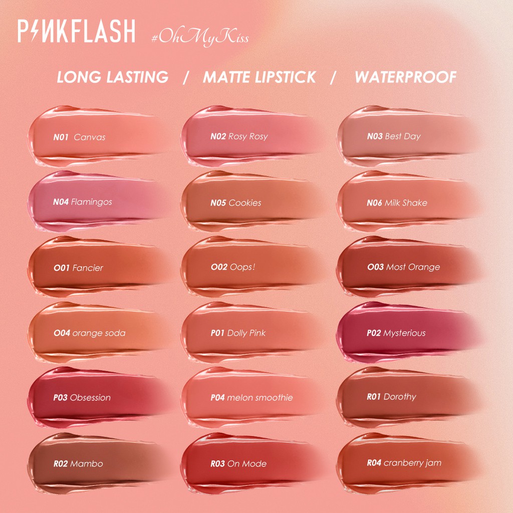 Pinkflash OhMyKiss ลิปสติก เนื้อแมตต์ เพิ่มความชุ่มชื้น ติดทนนาน #8