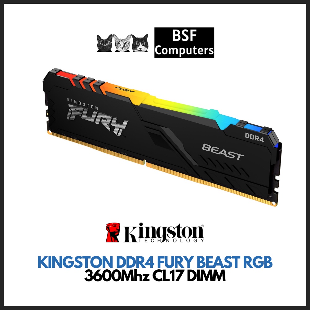 Kingston แรม RGB DDR4 8GB 3600MHz CL17 KF436C17BBA 8 ประสิทธิภาพ รับประกันตลอดอายุการใช้งาน