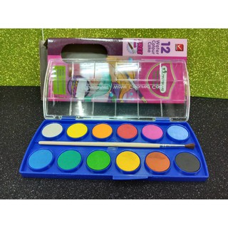 สีน้ำก้อน 12 สี (กล่องพลาสติก) มาสเตอร์อาร์ต