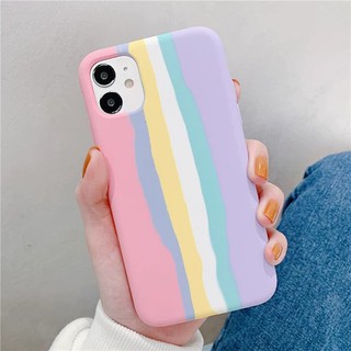 [ส่งจากไทย] เคสสายรุ้ง สีชมพู Case Realme C12 / C15 / Realme 7i เคสนิ่มซิลิคอน กำมะหยี่ เคสกันกระแทก