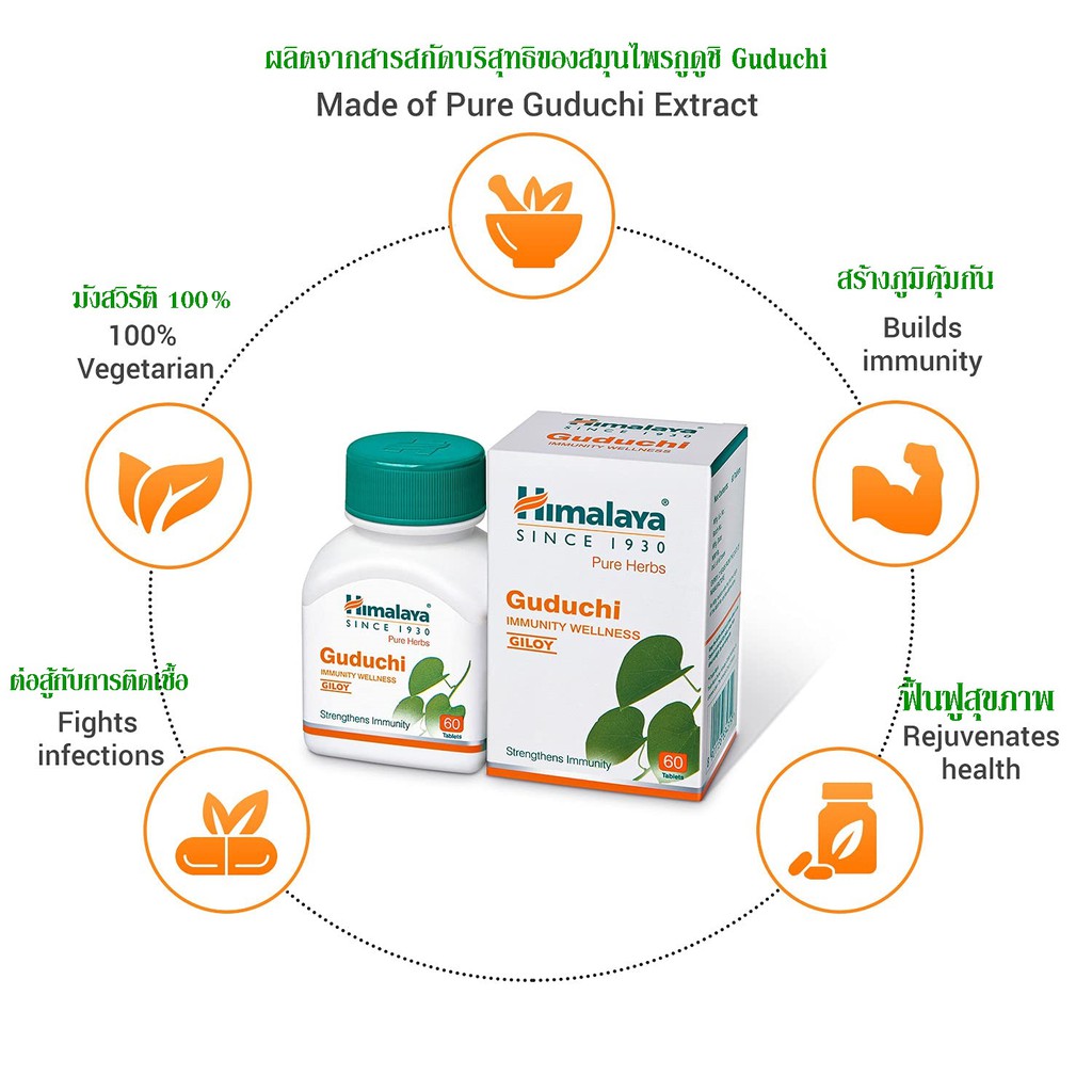 Himalaya Guduchi 60 เม็ด สมุนไพรเพิ่มภูมิคุ้มกันให้ร่างกาย ...