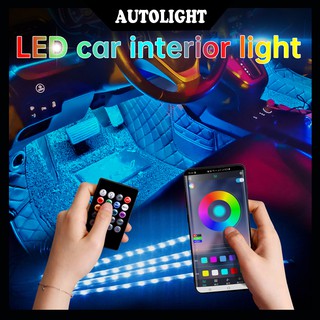 รีโมทคอนโทรลไร้สายเพลง APP ควบคุมรถไฟ LED แถบ 9/12/18LEDs สี RGB 5050 ไฟบรรยากาศภายในรถยนต์พร้อมอุปกรณ์เสริมสำหรับรถยนต์ตกแต่งหลอดไฟยืดหยุ่นแถบเสียงที่ใช้งานฟังก์ชั่นไฟแช็กบุหรี่ USB ไฟแบ็คไลท์