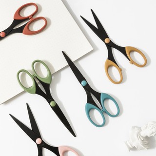 กรรไกร Retro Scissors ✂️ น้ำหนักเบา จับถนัดมือ กรรไกรสแตนเลส สีดำ Black Stainless Steel Scissors mimisplan