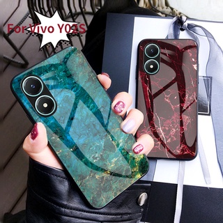 เคสโทรศัพท์มือถือกระจกนิรภัย แบบนิ่ม ลายหินอ่อน กันกระแทก สําหรับ Vivo Y 02S Y02s VivoY02s