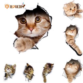 (cute cats สติ๊กเกอร์ไวนิล diy สําหรับติดตกแต่งผนังบ้าน (ห้องน้ํา)