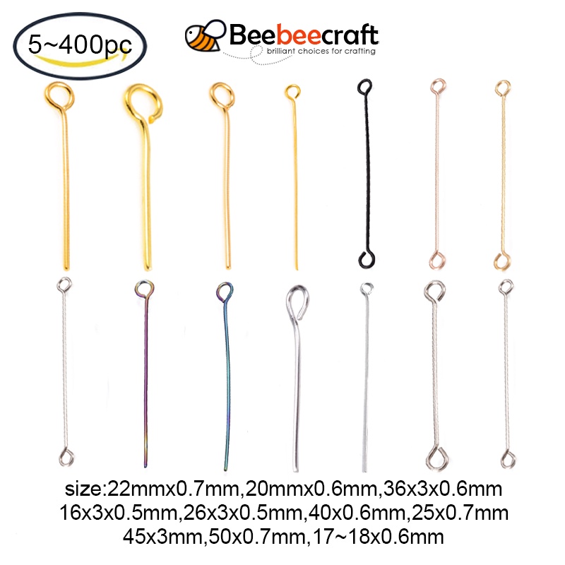 หมุดสเตนเลส 304 สองด้าน สีทอง 15-50 มม. สําหรับทําเครื่องประดับ 10-400 ชิ้น