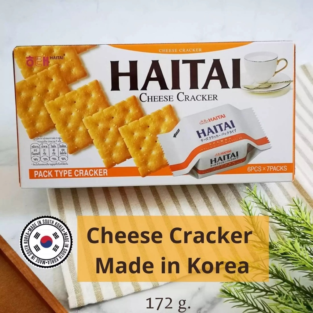 HAITAI ไฮไท ชีสแครกเกอร์ ขนมปังกรอบ บิสกิต แครกเกอร์ชีส บิสกิต ขนมปังเกาหลี 172 g. (6 ชิ้น x 7 ห่อ)