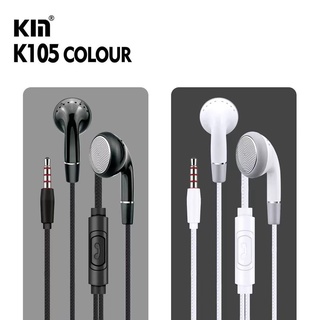 หูฟัง Kin 105 มีไมค์และปุ่มรับลดเสียง เบสแน่น หูฟังสมอลทอร์ค small talk aux 3.5 mm.