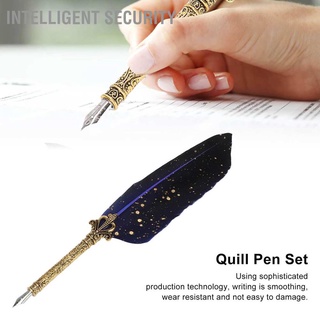 Intelligent Security Quill Pen Set Exquisite Retro Smoothing Writing Feather Caligraphy Kit with Multiple Replacement Nibs