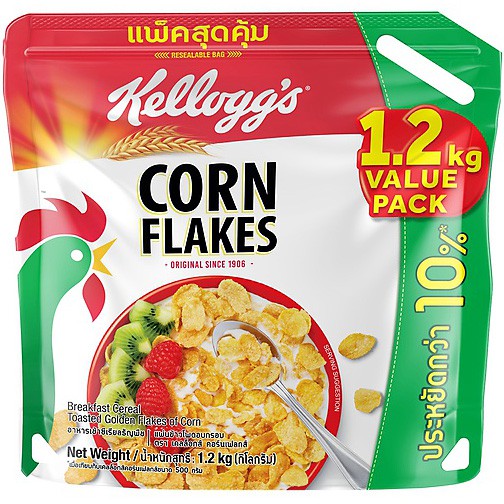 Kellogg's เคลล็อกส์ คอร์นเฟลกส์ Corn Flakes Breakfast Cereal Super Saver Pack 1.2 kg ซีเรียล อาหารเช้า คอนเฟลก