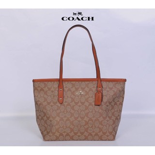 Coach Central Tote With Zip In Signature Canvas