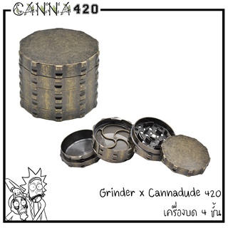 Grinder Metal 60mm ที่บดสมุนไพร เครื่องบดมือ Logo Canna 4 Layers 60มม. จัดส่งไว Grinder x Cannadude420 ทรง 10 เหลี่ยม