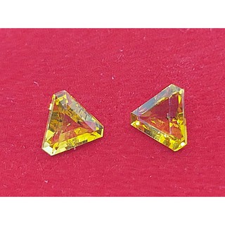💎 พลอย ซิทรินคู่ (Topaz) ❄เนื้อสะอาดใสๆเอาไปทำตุ้มหูได้เลย VVS( Fancy Naturial Yellow Citrin )🌟 มีVDOประกอบด้านใต้โพส