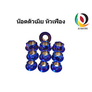 น๊อตตัวเมียหัวเฟือง เบอร์ 8,10,12,14,17 สีไทเท