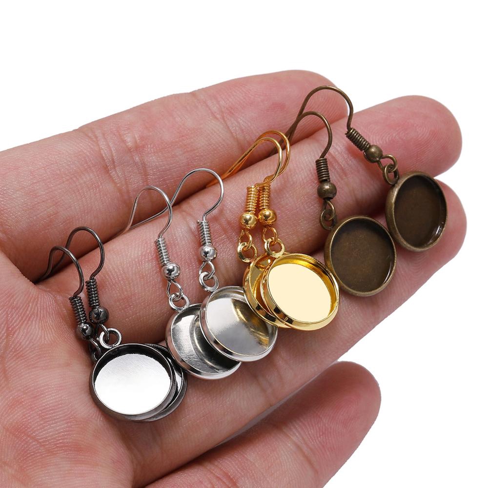 ถาดขอบคาโบชอง  10ชิ้น 10-25มม. ต่างหูตะขอว่างเปล่า สำหรับDIYแก้ว-คามิโอ งานฝีมือ - รูปที่ 2