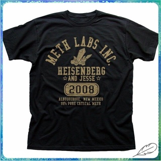 เสื้อยืดผ้าฝ้ายพิมพ์ลายขายดี ขายดี เสื้อยืด ผ้าฝ้าย พิมพ์ลาย Breaking Bad METH LABS Inc Walter Jesse Heisenberg สีดํา สํ