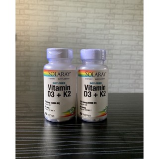 💯% 🇺🇸 พร้อมส่ง Solaray Vitamin D3 + K2 Soy Free 60 VegCaps บำรุงกระดูก เพิ่มมวลกระดูก ป้องกันกระดูกพรุน