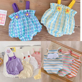 Babyromper ชุดรอมเปอร์ แขนกุด ลายสตรอเบอร์รี่ แฟชั่นฤดูร้อน สําหรับเด็กผู้หญิง อายุ 0-2 ปี ML685-0707XZXY