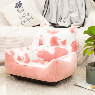 Kutiepom [ส่งจากไทย] ที่นอนแมว ที่นอนสุนัข เบาะนอนแมว เบาะนอนสุนัข ลายวัวสุดชิค Luxury Soft Pet Bed Cow Print