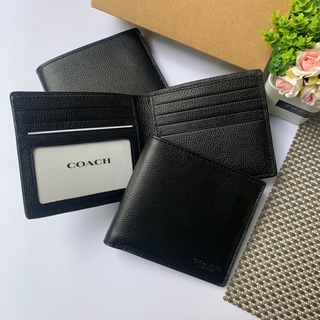 🎀 กระเป๋าสตางค์ชาย Coach 2 พับ สีดำ ไม่มีไส้ F27630