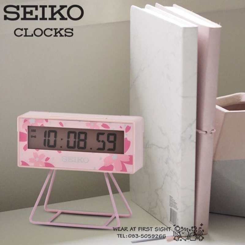 นาฬิกาปลุก SEIKO Digital รุ่น QHL082P ซากุระ 🌸 SEIKO Mini Time Keeper Sakura Pink 🌸 QHL082 รับประกันศูนย์1ปี ของแท้100%